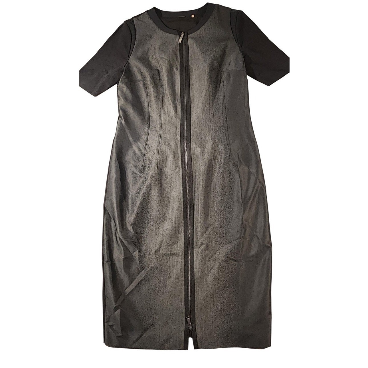 Elie Tahari Dress Womens 4 Black Colorblock Short Sleeve Knee Length Sheath Zip